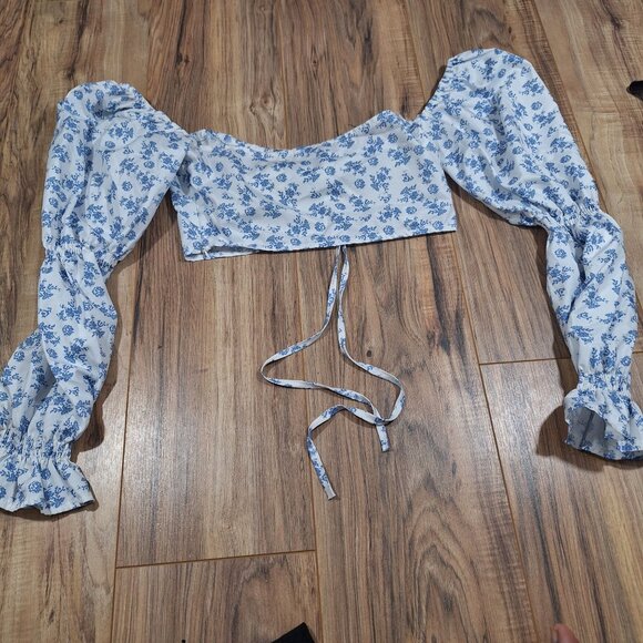 Milkmaid Puffy Sleeve Crop top festival boho hippie - Picture 3 of 6